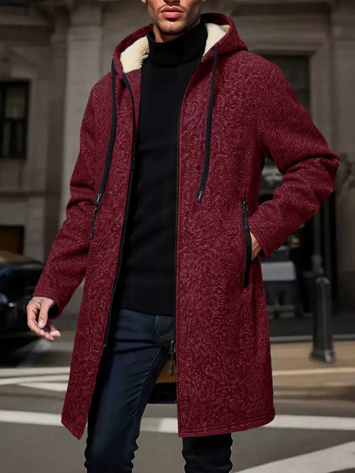 Winter Mens Long Overcoat Jackets Casual Hooded Cardigans Men Outwear Liner Thickened Warm Hoodies Oversize Winter Top Jacket J251017