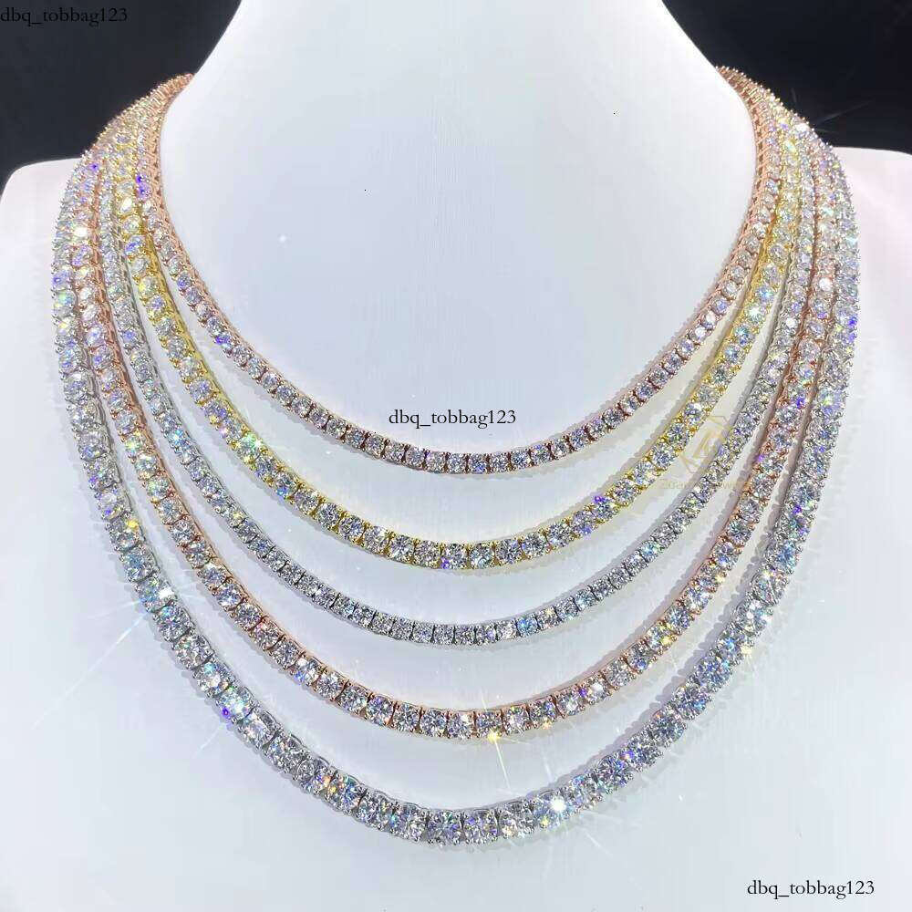 Drop Shipping GRA Certified Sterling Sier Diopside Necklace 2mm 3mm 4mm 5mm 6.5mm Chain VVS Tennis Bracelet