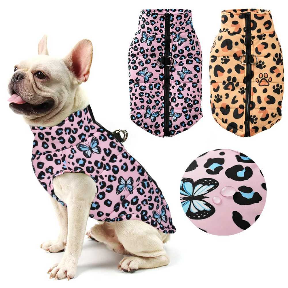 Leopard Dog Jacket For Small Large Dogs Outdoor Waterproof Pet Butterfly Print Clothes For Winter Bulldog Costume With DringW251017