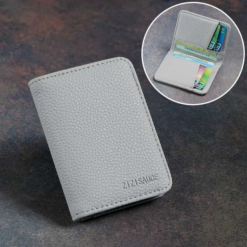 Multicard Slot Solid Color Portable Leather Card Case Universal Bank Card Credit Card ID Bus Card Holder Travel Card OrganizerW251017