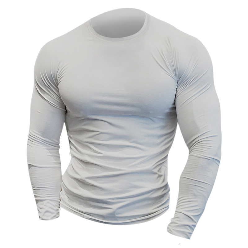 Autumn and Winter New Double-Sided High Elastic Long Sleeve Tight Shirt for Men Fitness Sports Breathable Muscle-Showing T-Shirt Men's Clothing