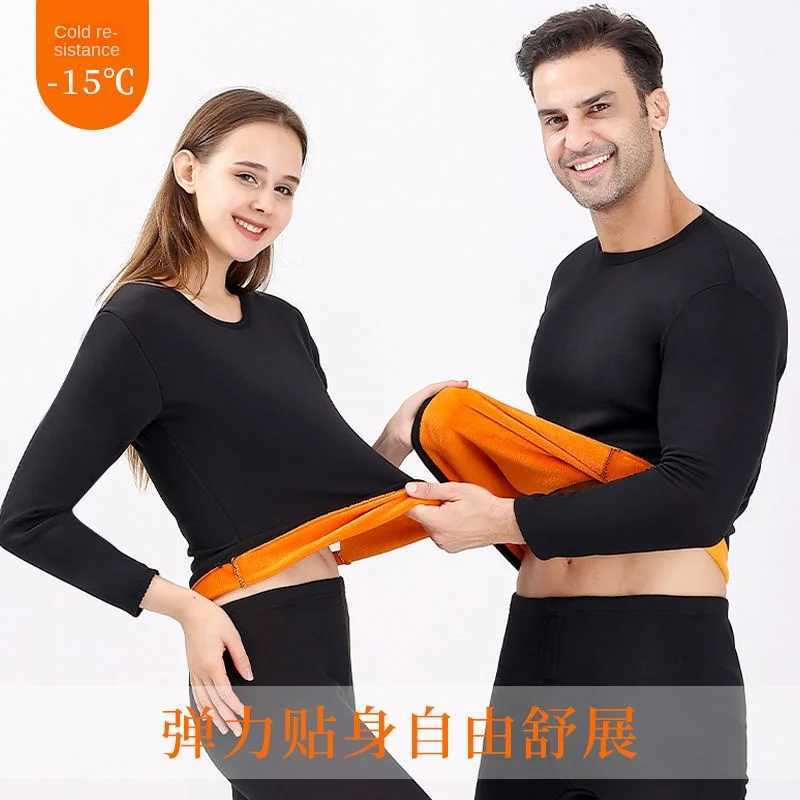 New Winter Thermal Underwear Set Mens Thickening and Fleece Oneck Long Johns and Tops Womens Cold Protection Couple Suit H251017