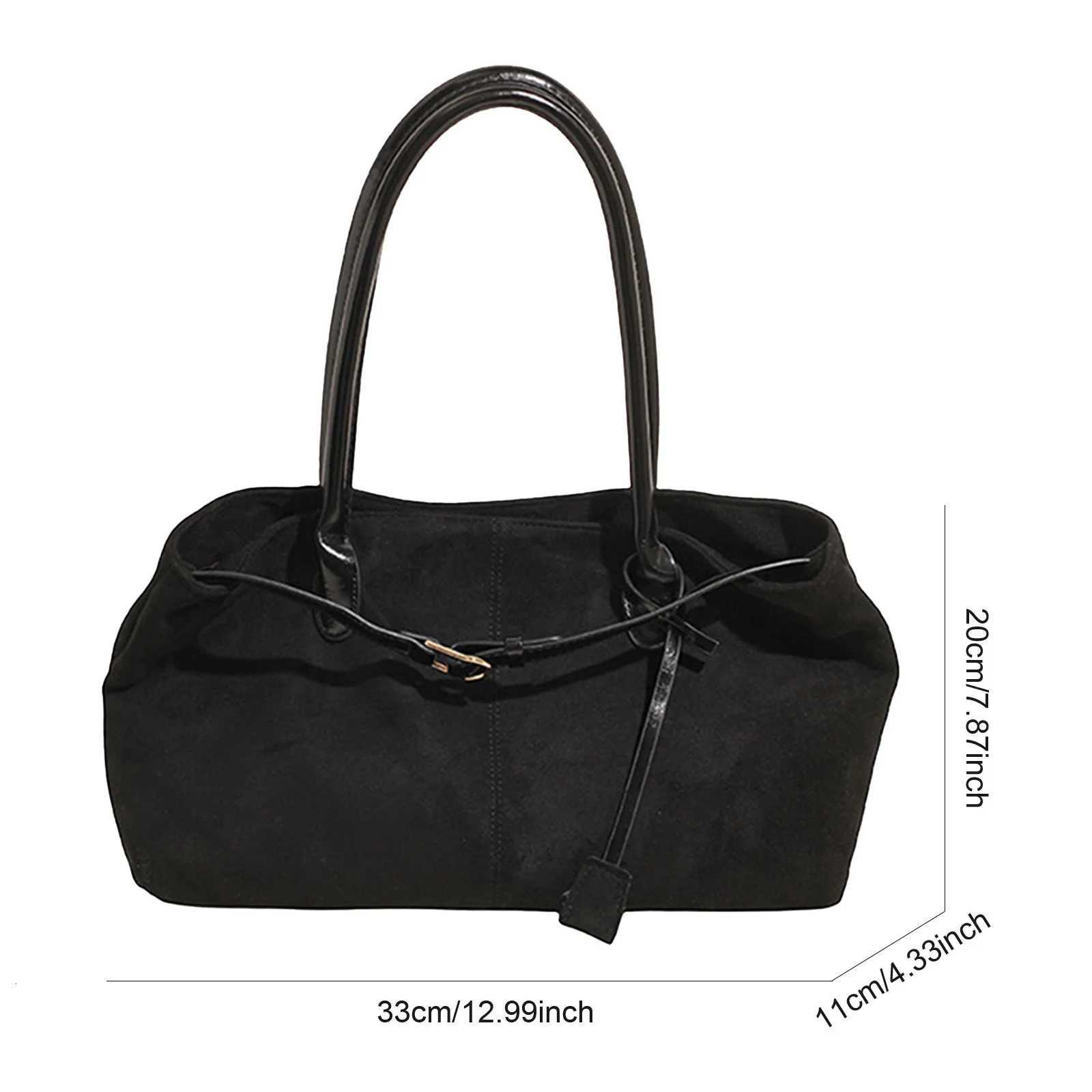 Suede Leather Casual Tote Handbag Large Capacity Shoder Bag Solid Color AllMah Underarm Bag Wen Cmute Bag1 D251017