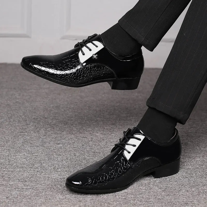 Mens Business Leather Shoes Black Formal Shoes Plus Size 3849 Mens Wedding Shoe Lace Up Trend Shoes for Men Spring 251010