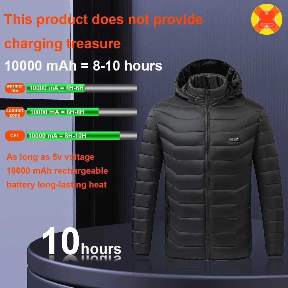 Mens Zone 9 Zone 11 Heated Jacket USB Winter Outdoor Electric Heated Jacket Warm Thermal Jacket Clothing Heated Cotton Jacket H251017