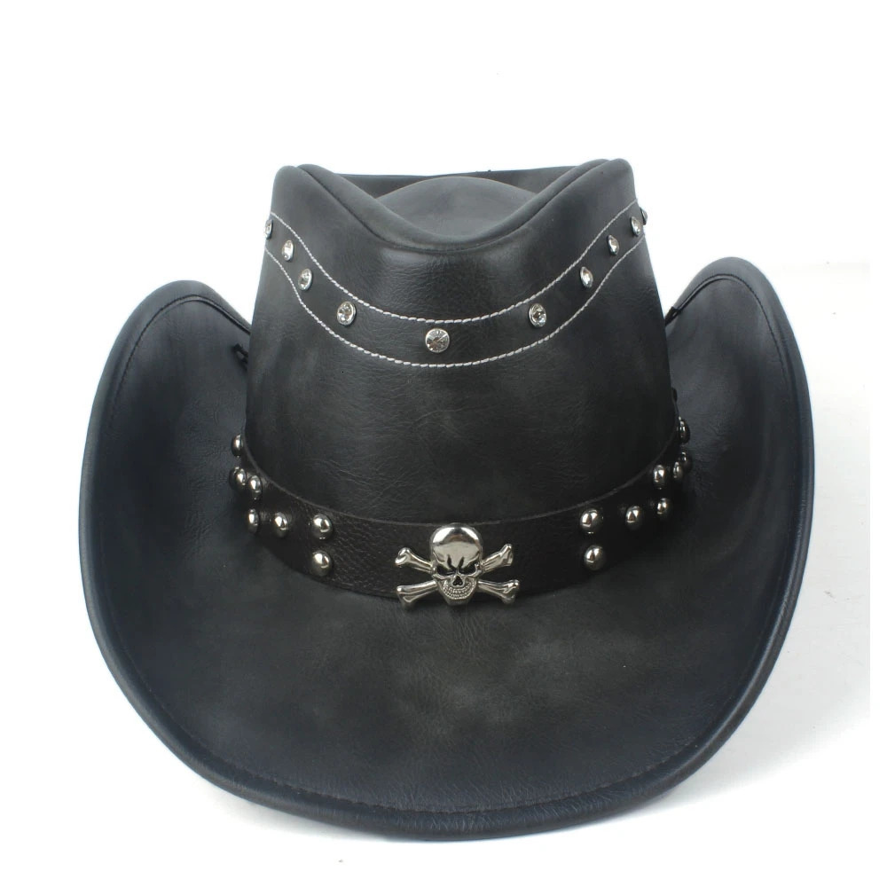 100 Leather Men Western Cowboy Hat For Gentleman Dad Jazz Sombrero Hombre Caps Size 5859CM 36 Stlye 251015