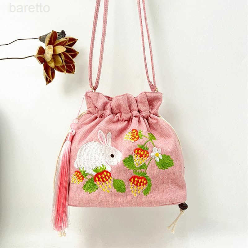 Women Chinese Hanfu Bag Floral Animal Embroidered Cloud Crossbody Drawstring Handbag Purse For Wedding Travel Daily Z251017