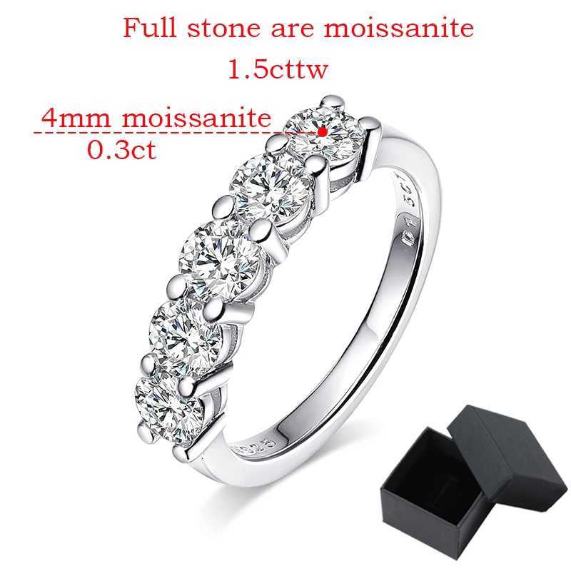 Smyoue White Gold D Color 4mm Moissanite Ring for Women 15CTTW Stone Match Diamond Wedding Band Bride S925 Sterling SilverW251017
