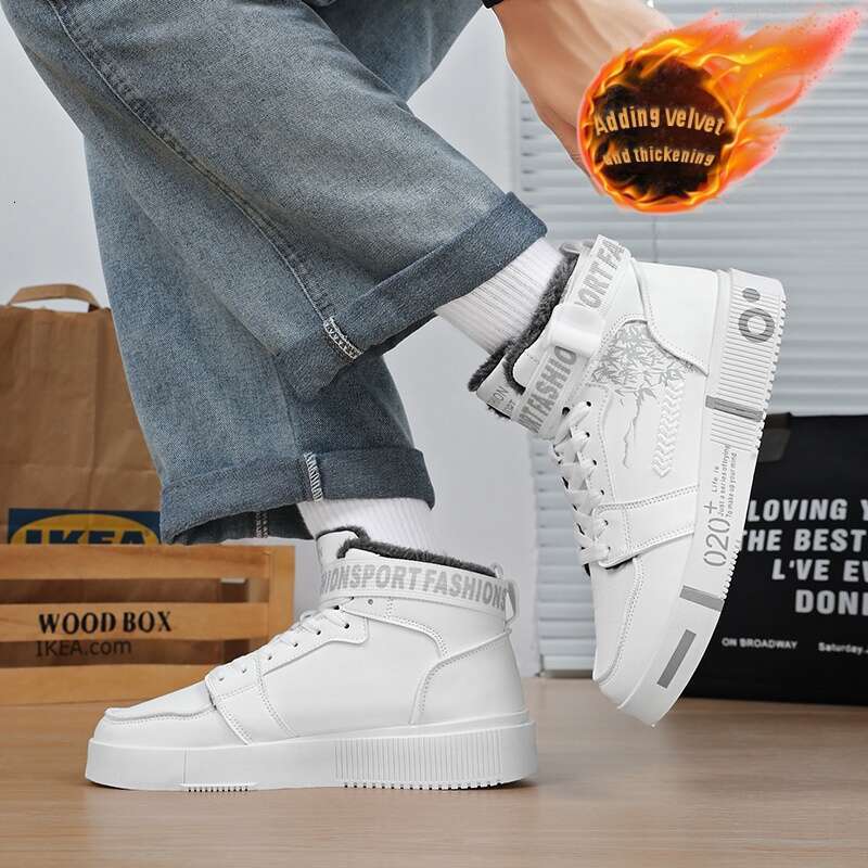 Men's Women's Thermal Insulated Platform High-Top Sneakers Thick Warmth, Lace-Up Ankle Cushioned Insole Arch Support, Durable Rubber Sole, G