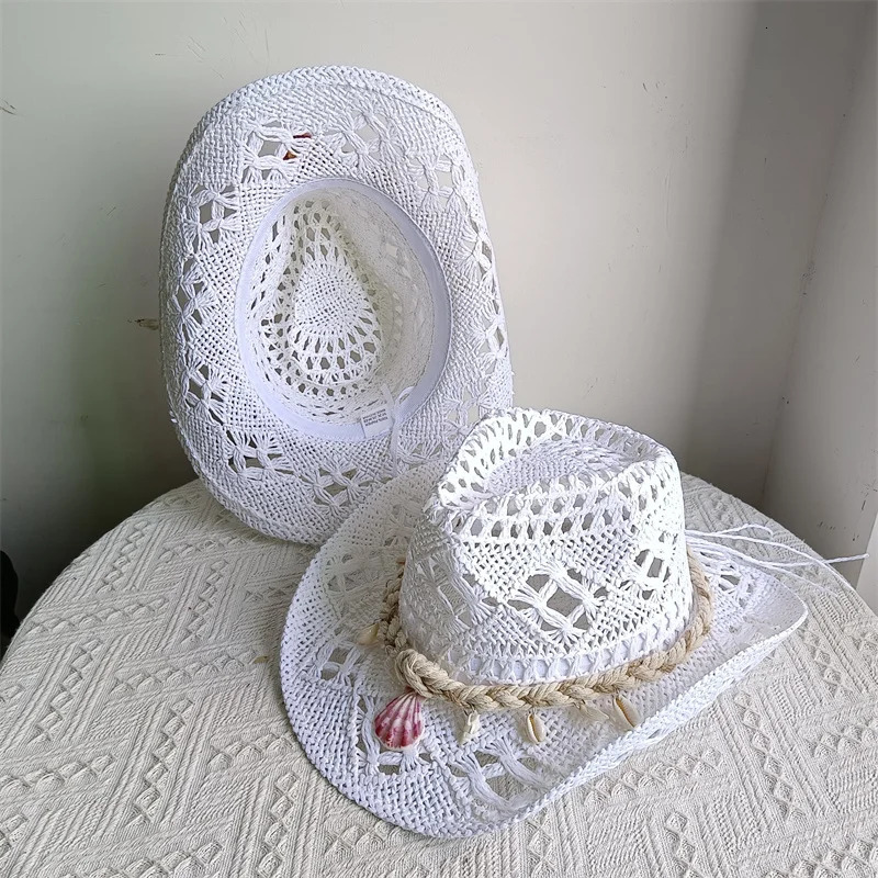 Shell Malan cowboy hat retro straw hat men and women jazz cowboy hat straw sun hat summer hat wide brim hat sombrero 251015