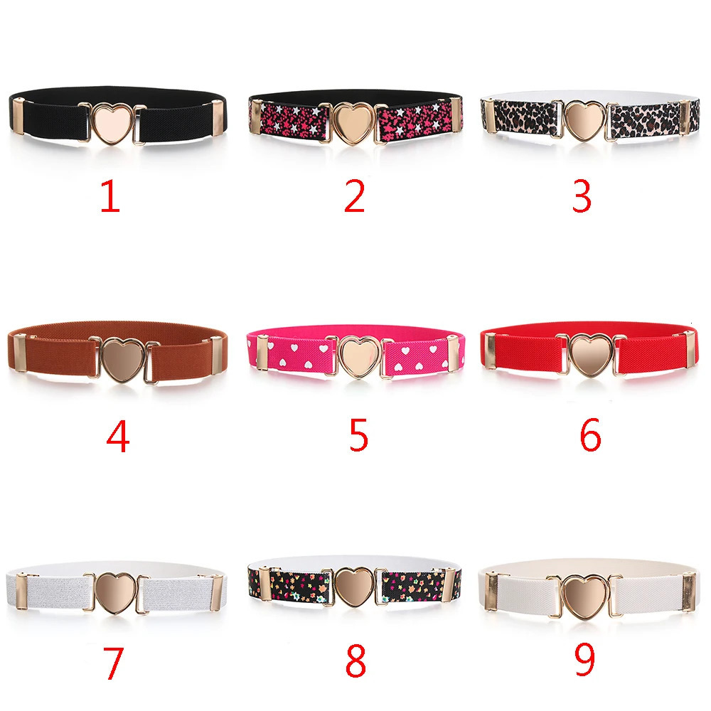 Kids Girl Stretch Waist Belt Adjustable Heart Belt Elastic Belts Uniform Belt for Teen Kids Girls Dresses 251010