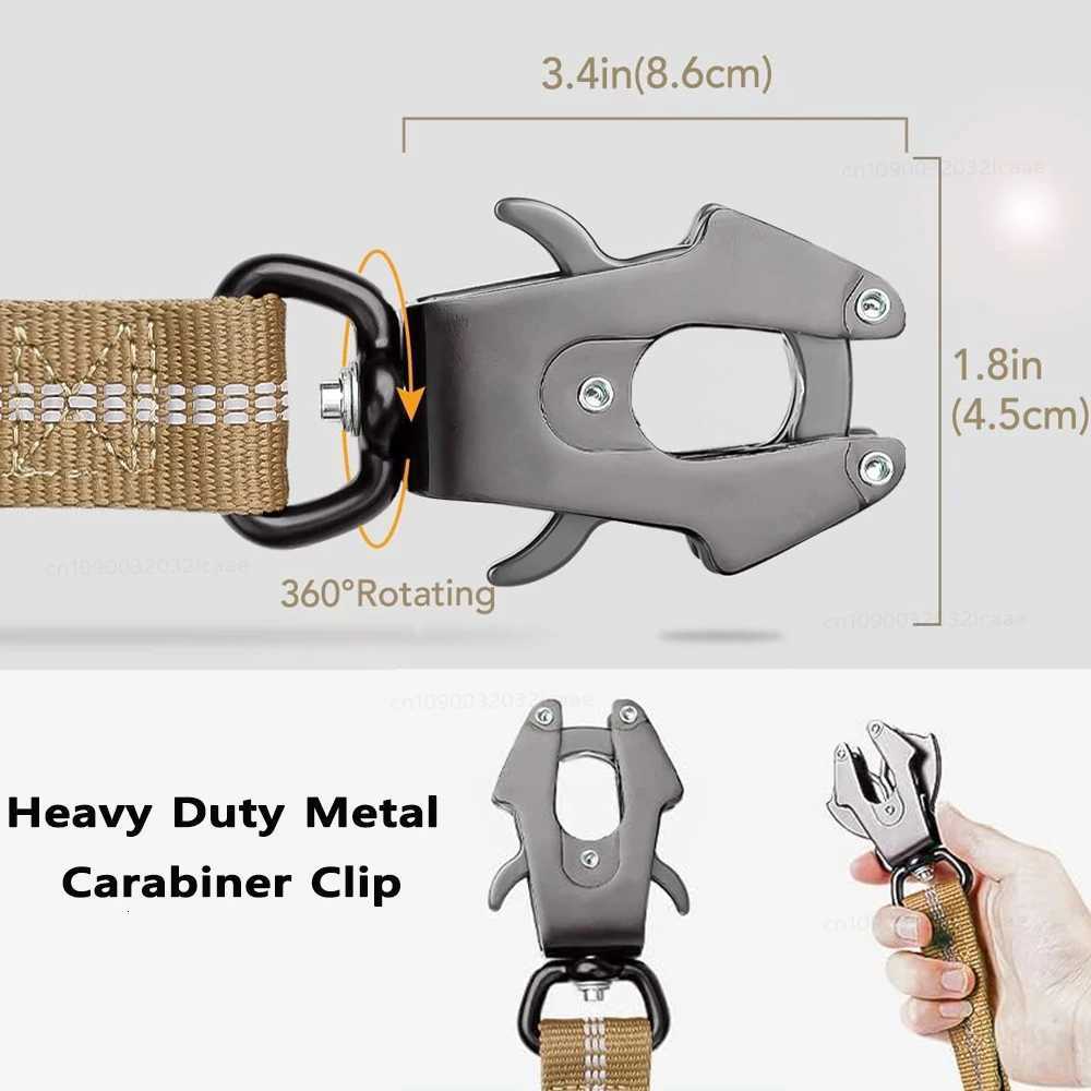 Heavy Duty Dog Leash for Large Dogs Shock Absorbing Bungee Tactical Dog Leash with 2 Padded Handle Strong No Pull Dog Leash C251031