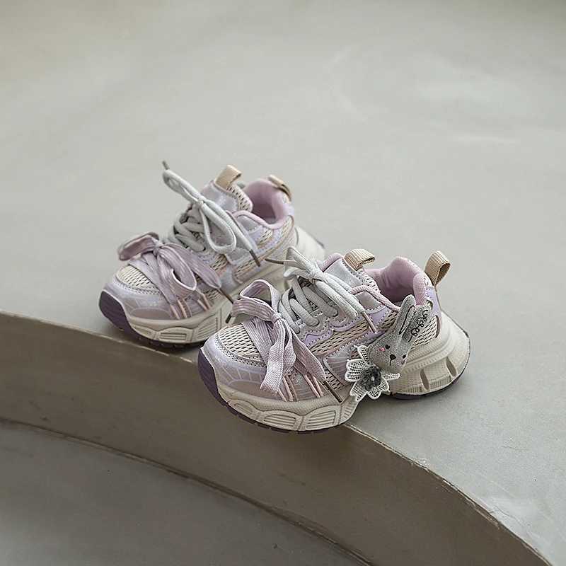 Cute Fashion Girls Sports Shoes Mesh Breathable Children School Chunky Sneakers Running Versatile Kids Causal Basketball ShoesT251017