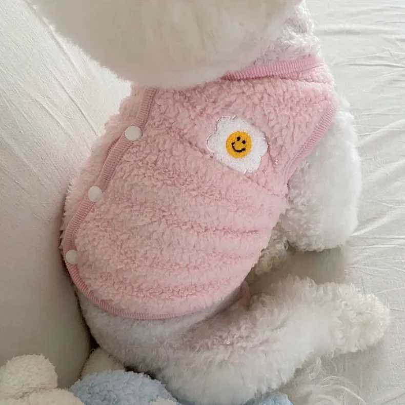 Pet Clothes Autumn Winter Medium Small Dog Plush Vest Cute Sweater Warm Velvet Kitten Puppy Sweet Cardigan Chihuahua PetsW251017