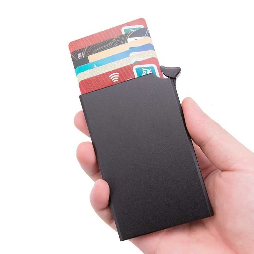 Creative Aluminum Alloy Credit Card Holder Pop Up Antitheft Wallet RFID Card Case Automatic RFID Blocking Card Box MenWomenW251017