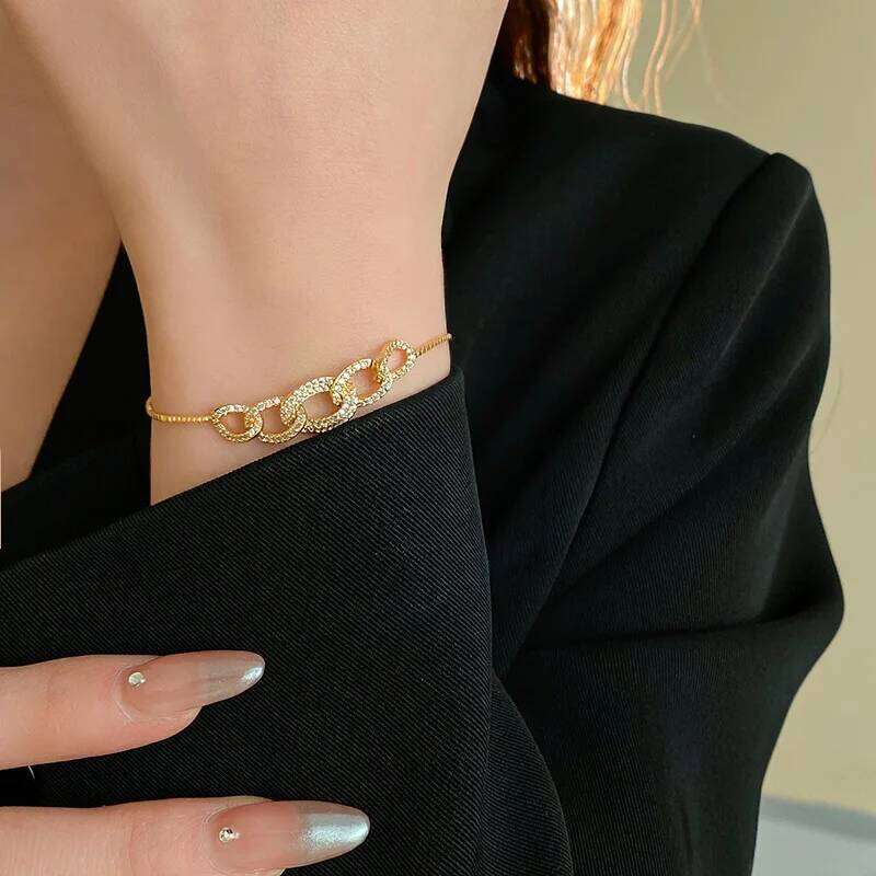 Rhinestone Pull Out Bracelets New For Women Korean Temperament Delicate Fashion Bracelet Advanced Versatile Hand Jewelry