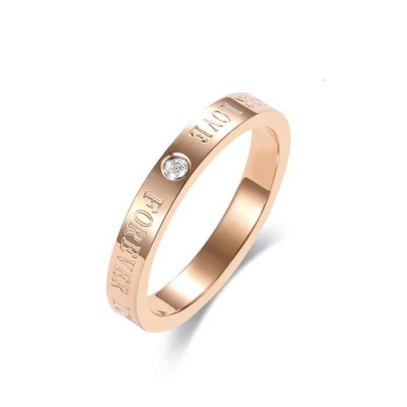 3mm Stainless Steel FOREVER LOVE Engaved CZ Wedding Band Ring for Women Girl Size 410W251017