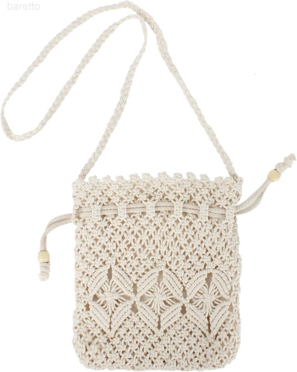 Handwoven Cotton Straw Shoulder Bag Crochet Tassel Beach Bohemian Purse for Women Z251016