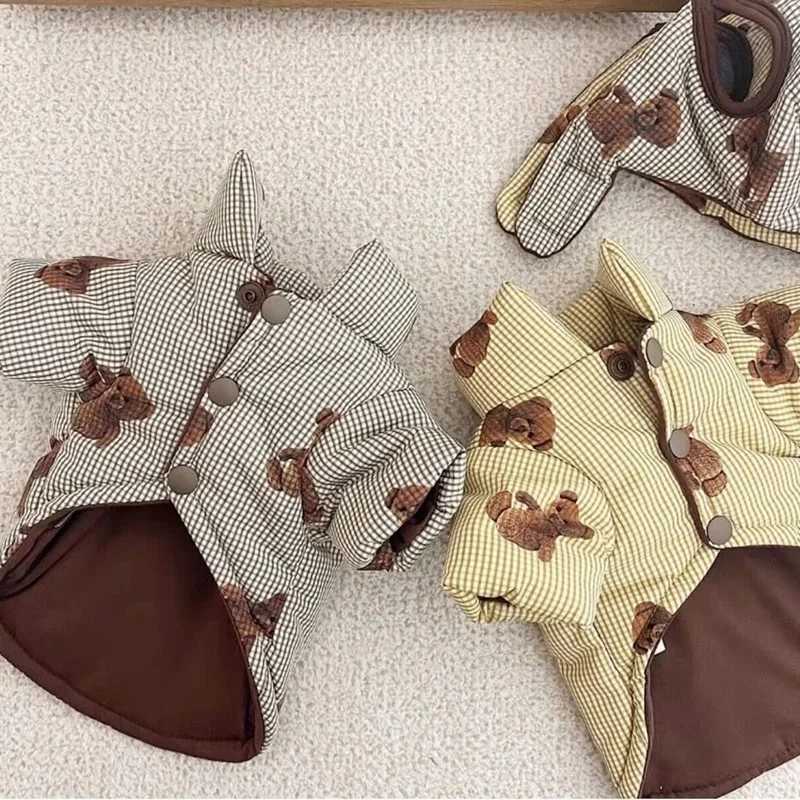 Winter Dog Jacket Coat with Hat Fashion New Dog Clothes Bear Print Puppy Down Jacket Thickened Cat Overcoat Poodle Pet Outfits D251017