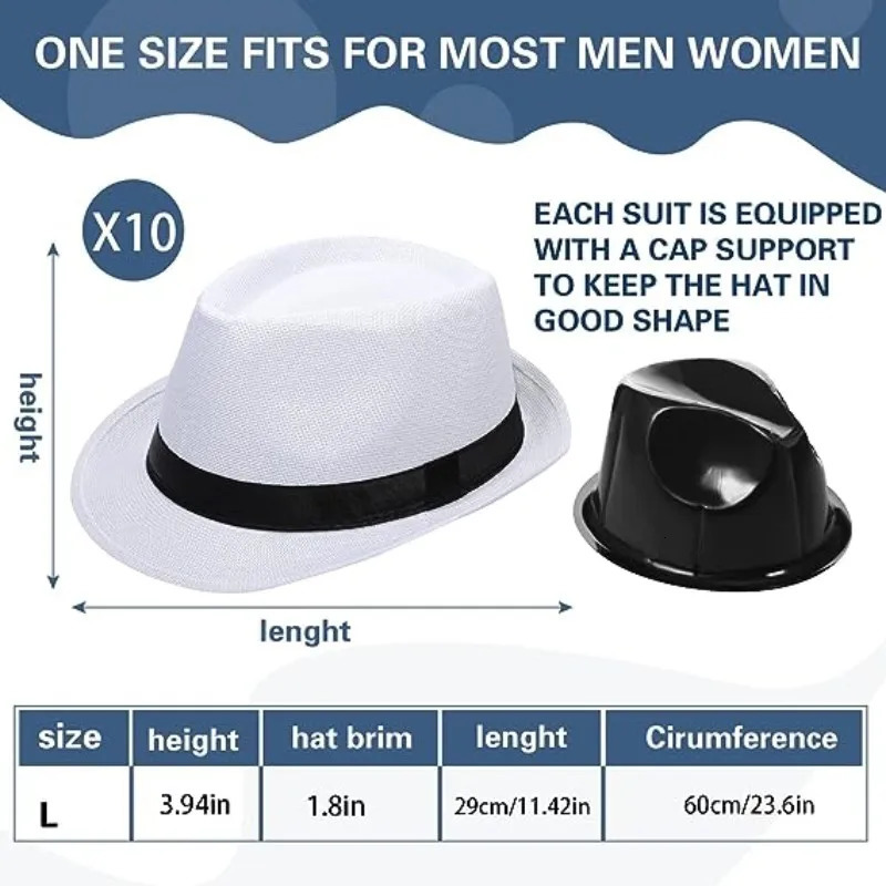 1024 Pack 1920s Fedora Hats for Men Short Brim Sun Panama Hats Classic Pork Pie Hats Summer Hat for Women Party Wedding Costume 251015