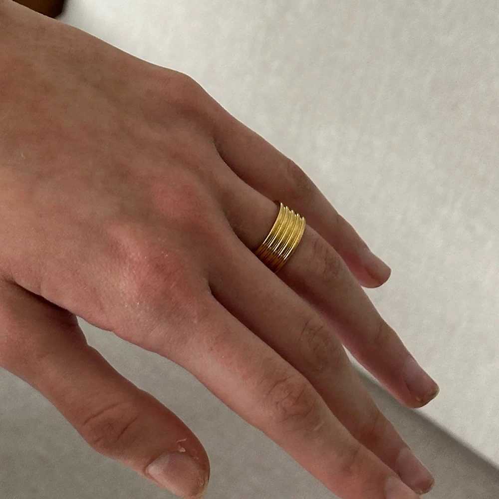 Charm Luxury CZ Zircon Mix Color Multilayer Chunky Rings for Women 18K Gold Plated Stainless Steel Jewelry Party Gifts Wholesale Z251017