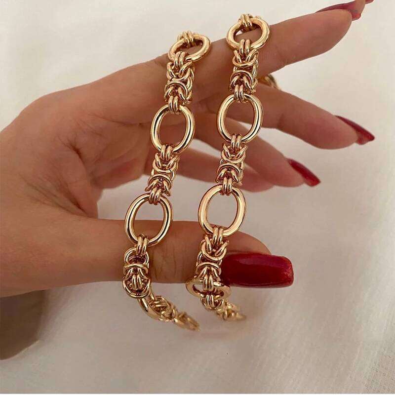 Gold Plated Chain Bracelets For Women, Chic Cool Bangles, Stainless Steel Links, Punk Gothic Charm Bracelet, Stylish Jewelry