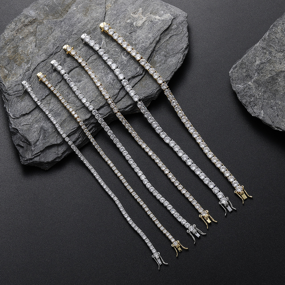 Tennis Bracelet Women Diamond 3mm 4mm 5mm Gold Platinum Rose Gold Bracelet Full Diamond Zircon 18K 6inch 7inch 8inch 9inch Real Gold Bracelet Luxury W