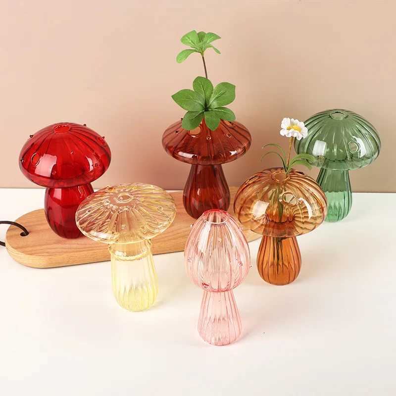 Mini Mushroom Glass Vase Hydroponic Aromatherapy Bottle Hydroponic Flower Plant Decoration Home Nordic Vase Table Creative Vase C251017