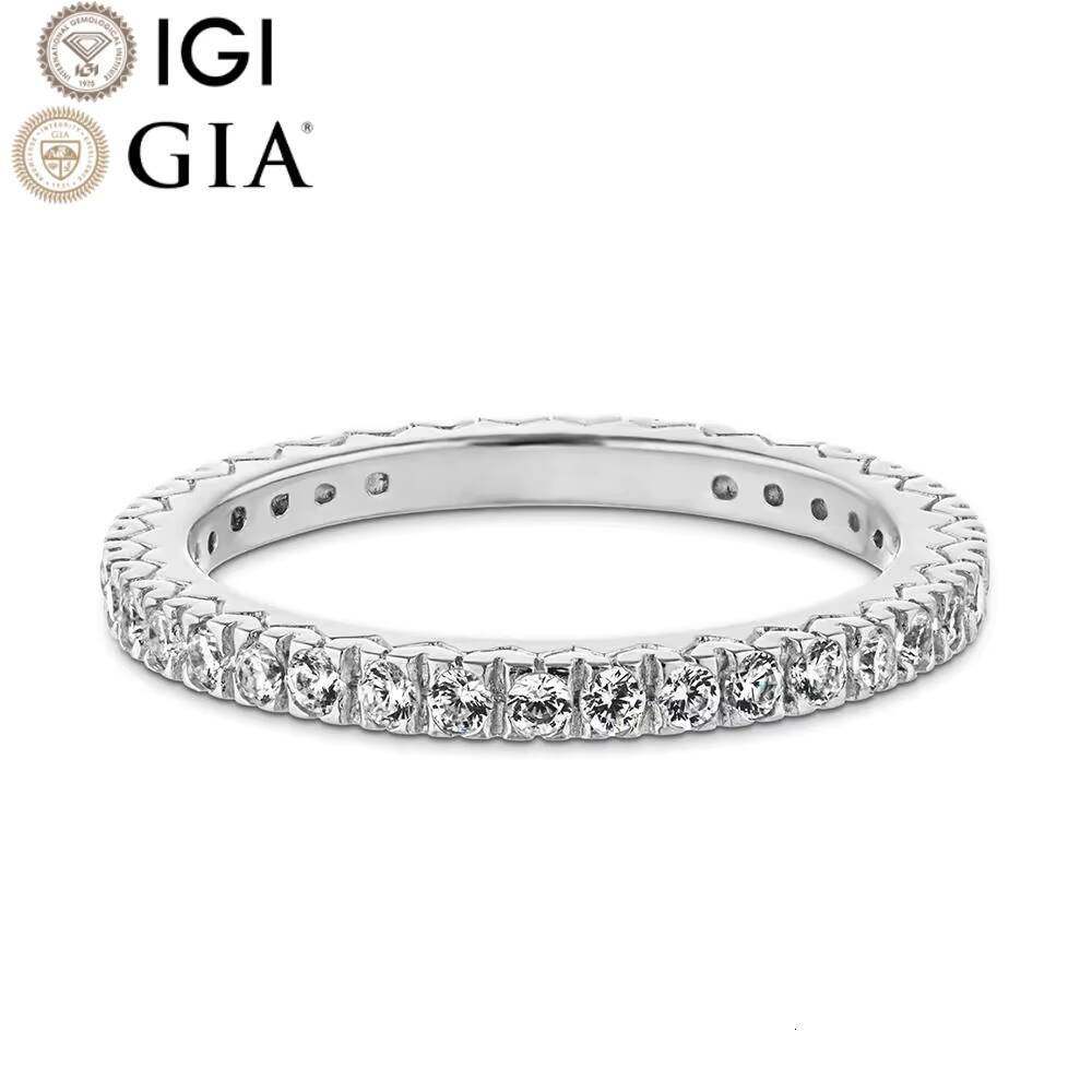 Gia Igi Certified VVS CVD Lab Grown Created Diamond 14K18K Solid Gold Half Eternity Wedding Band Ring for Rhodium Parties