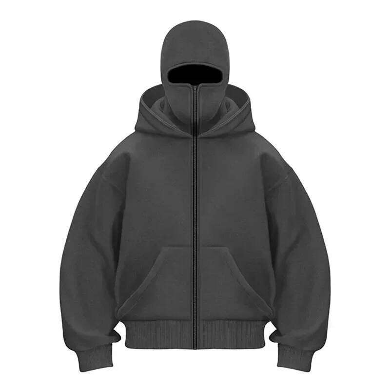 Balaclava Men And Women Y2k Gothic Haruku Winter New Item Double Sweatshirt Men's Hooded Mask Zipper Sportswear S-2Xl