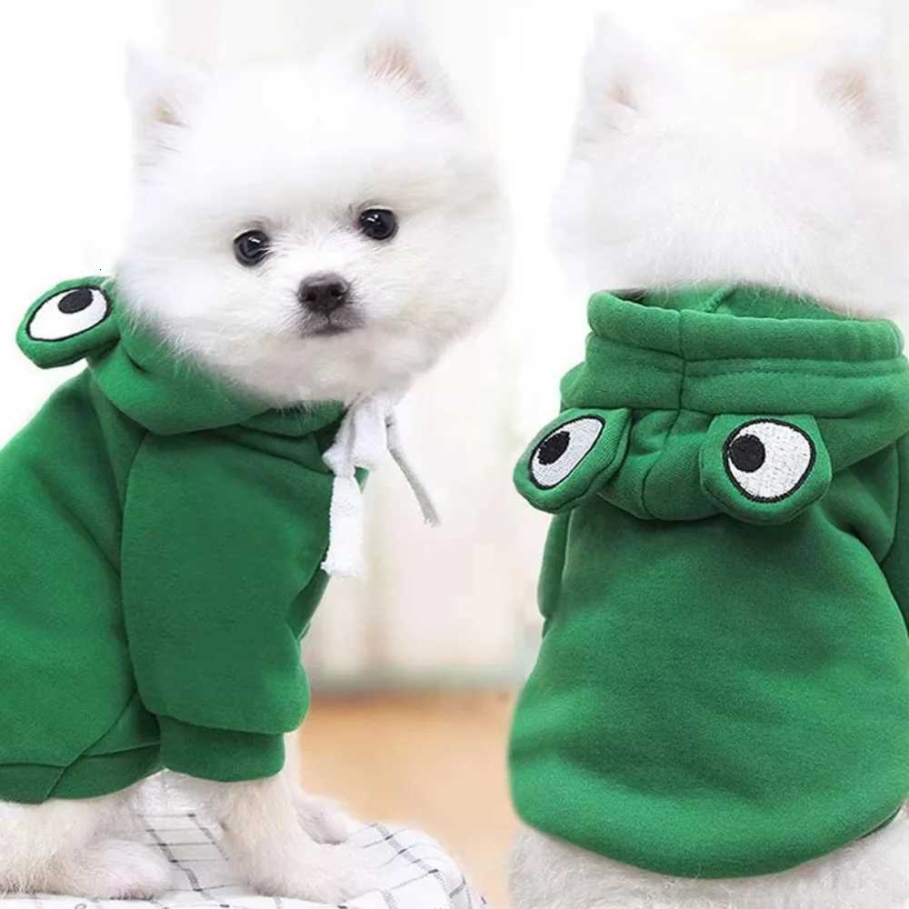 Funny Warm Pet Hooded Sweatshirt Soft Cartoon Frog Shape Dog Coats Breathable Cute Pet Clothes Small DogsW251017