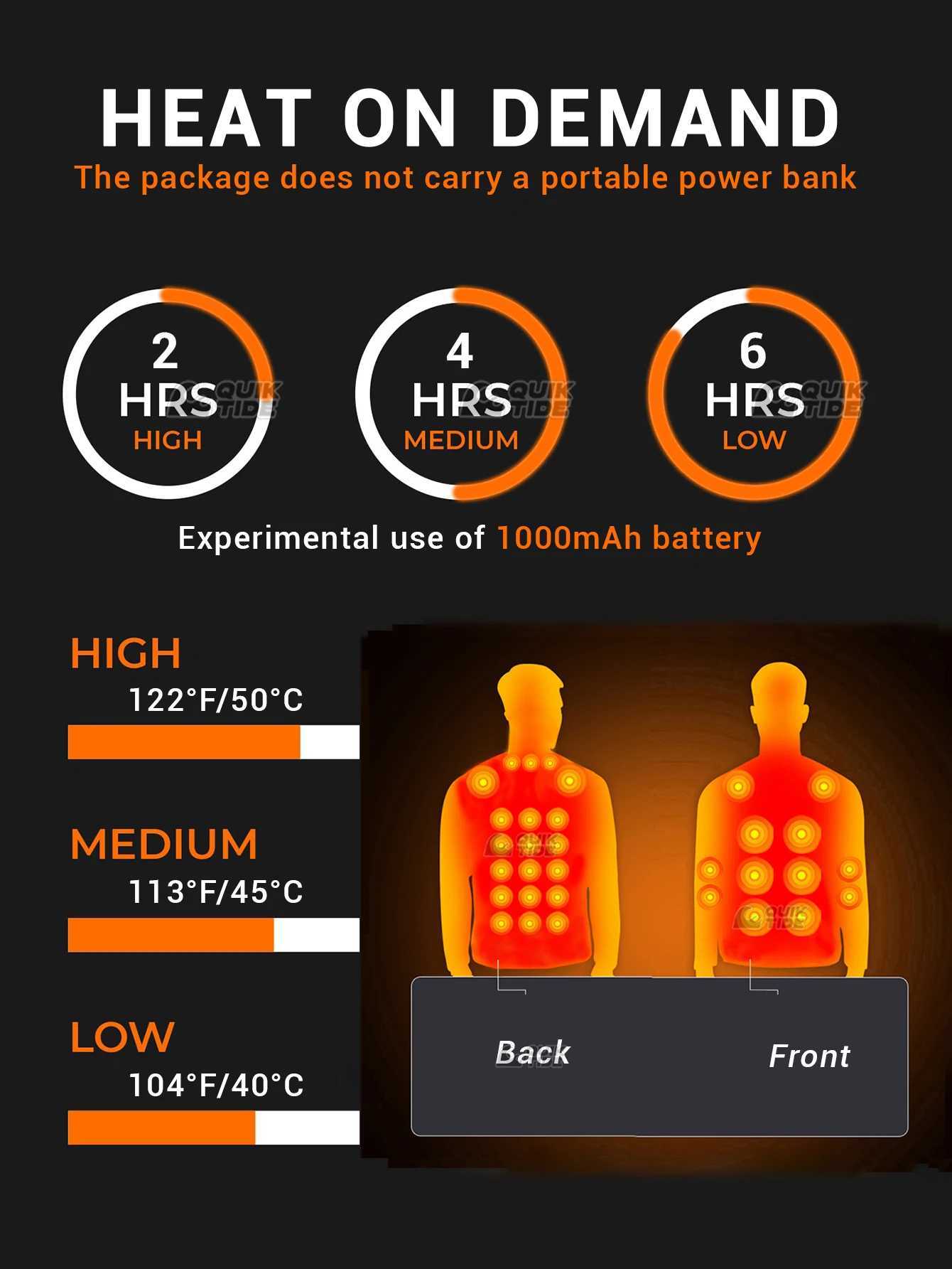 Intelligent Heating Jacket 32 Heating Zones 4 Switches 3Speed Adjustable Suitable for Outdoor Activities Indoor Work Hiking H251017