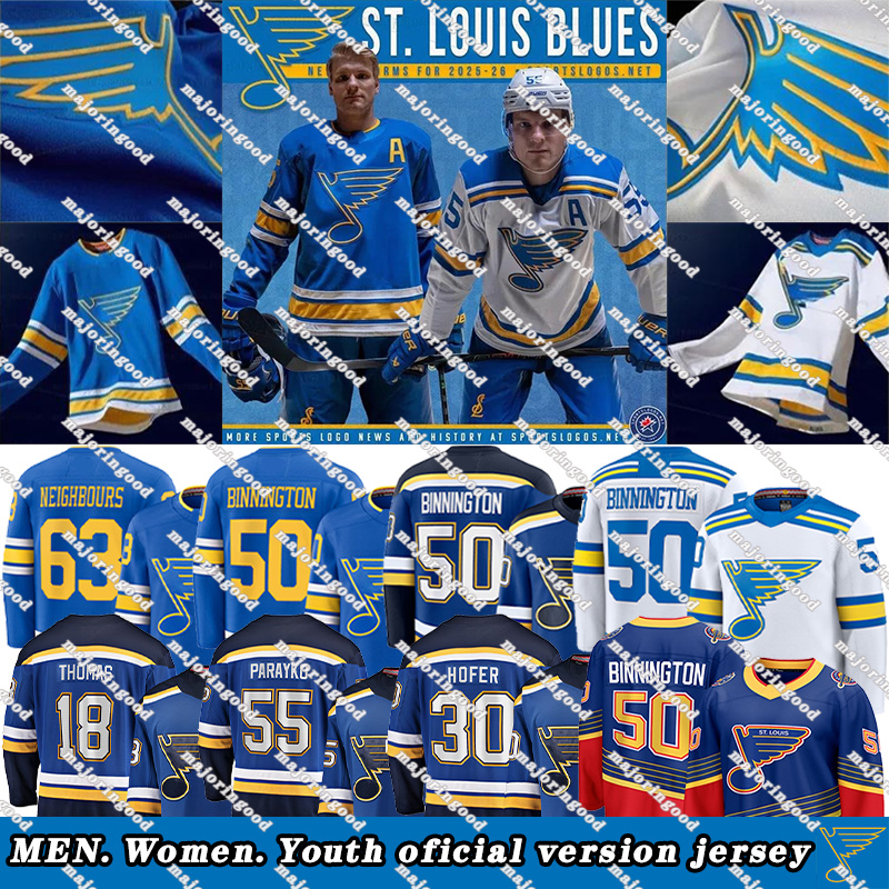 #18 Robert Thomas stl hockey jersey blues jersey # 25 Kyrou Binnington Alexey Toropchenko Brayden Schenn Holloway Neighbours Colton Parayko SNUGGERUD jerseys