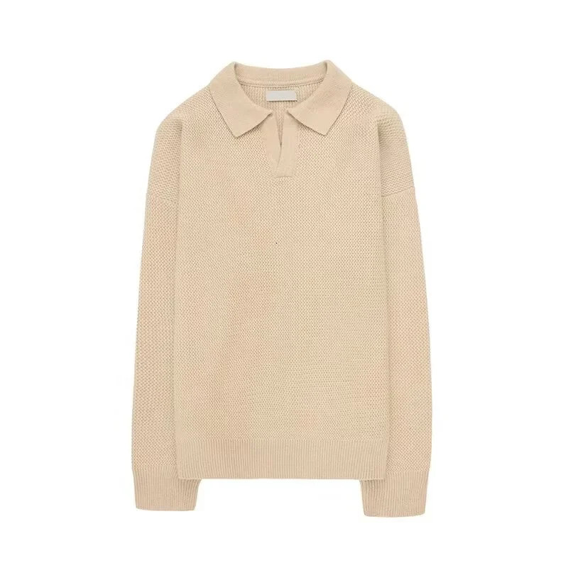 Korean Fashion Vneck Pullover Sweater Mens Casual Long Sleeve Knitted Polo Shirts Y2K Vintage Lapel Knitwear hombre 251017