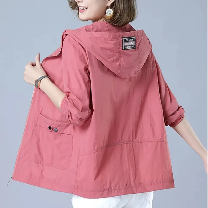 Womens Jacket 2025 Summer Thin Coat Casual Windbreaker Female Sun Protection Jacket Basic Zipper Coat Tops 251013