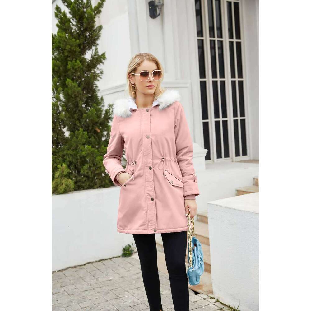 Long Women's Fur Collar Hood Winter Down Cotton Coats Parkas Warm Padding Cotton Padded Puffer Jacket Outwears HWY0377