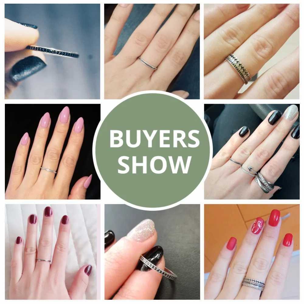 BAMOER Authentic 925 Sterling Silver Dazzling CZ Stackable Rings for Women Wedding Jewelry Mother Gift SCR114W251017