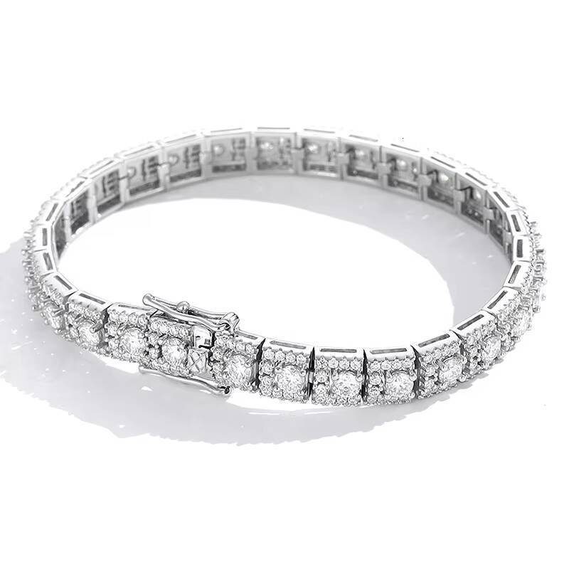 moissanite bracelet High Quality 925 Sterling Silver Fine Jewelry Full Moissanite Hip Hop Style Moissanite Tennis Bracelet for Women Man