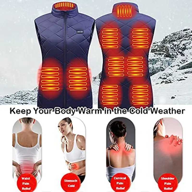 9 Womens Heated Vest Zones Electric Heated Jackets Womens Sportswear Heated Coat Graphene Heat Coat USB Heating Jacket for Camping H251017