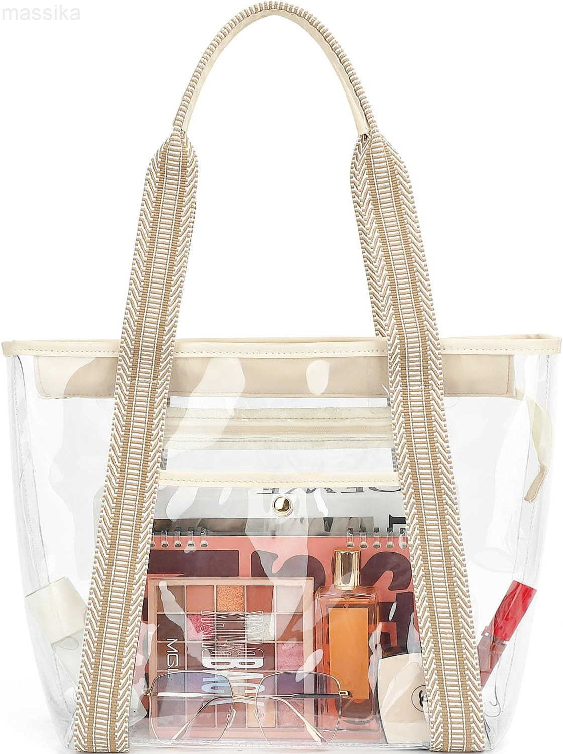 Clear Bag for Stadium Events 12x6x12 Clear Beach tote Bag with Zipper for Sports Concerts Work M251017