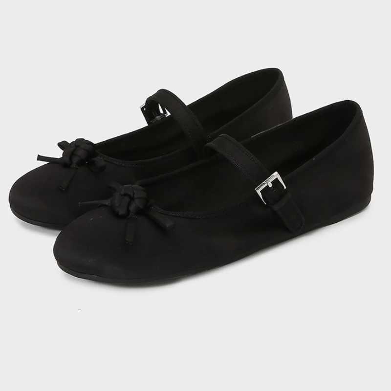 High Quality Satin Red Ballet Flats Women Elegant Bow Narrow Buckle Design Brand Mary Jane Shoes Concise Lightweight Casual Shoe Z251015