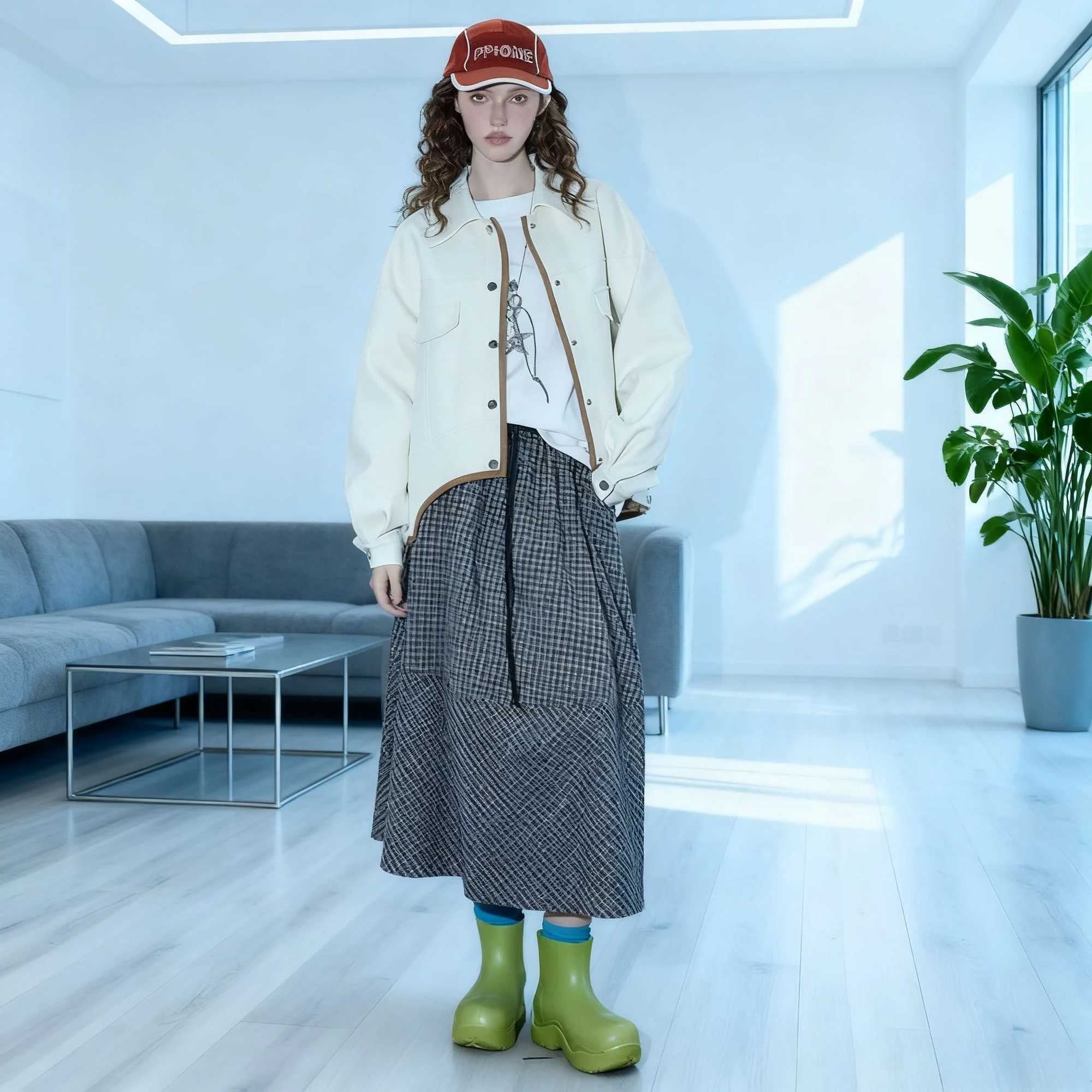 Womens Color Block Long Sleeve Coat Asymmetrical Hem Jacket Turn Down Collar Fashion Outerwear Autumn Casual Style New Arrivals W251016