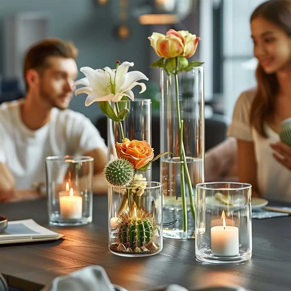 Set of 60 Clear Glass Cylinder Vases for Elegant Centerpieces Small Decorative Flower Vases for Home Table Decor C251017