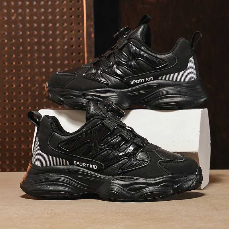 Autumn Hot Selling Leather Childrens Sports Shoes Outdoor Rotating Buckle Running Shoes Lightweight Foot Protection Casual ShoesT251017