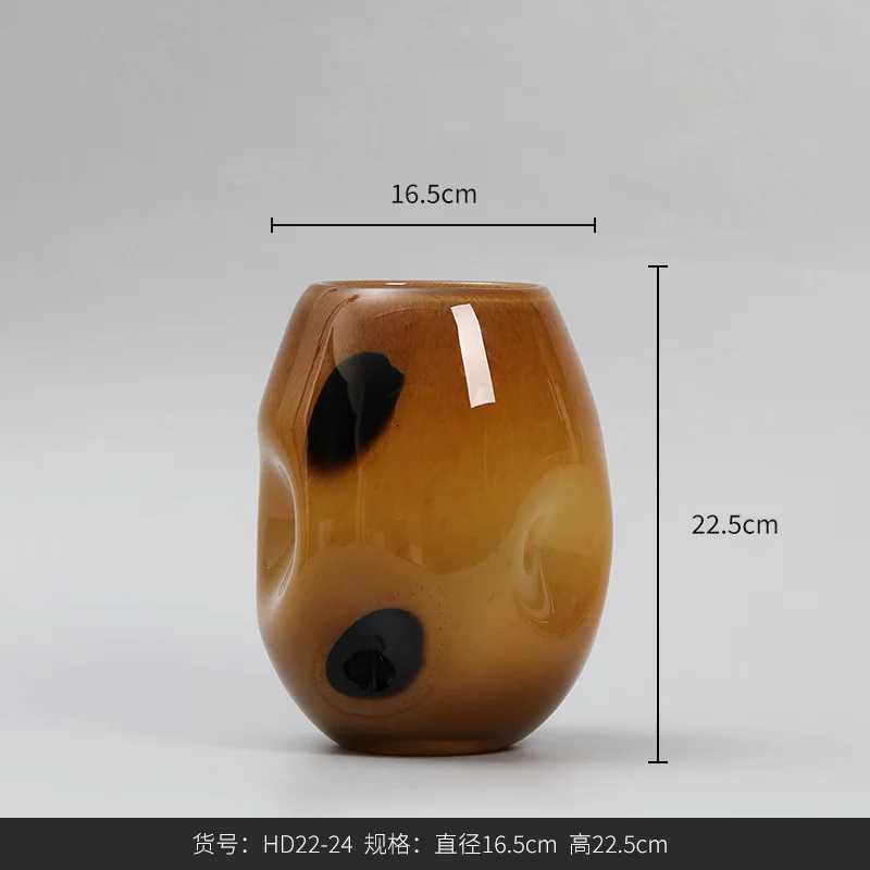 Mediumold brown black polka dot oval glass highend vase home creative design soft decoration hydroponic flower appliance C251017