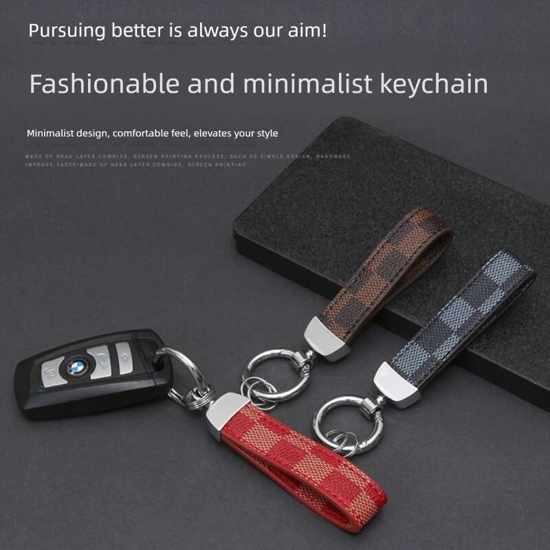 Trendy Brand Presbyopic Leather Men's Keychain Car Waist Hanging Horseshoe Buckle Durable and Wear-resistant