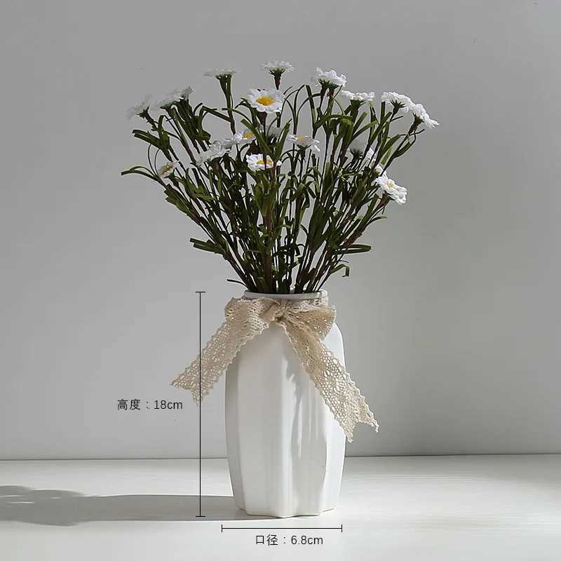 Literary White Fresh Dried Flower Vase Ceramic Hydroponic Flower Arrangement Device Starry Sky Living Room Modern Ornament Decor C251017