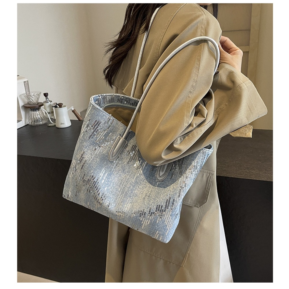 Casual Urban Ladies' Satchel Versatile Multi-compartment Duffle in Trendy Jeans Fabric