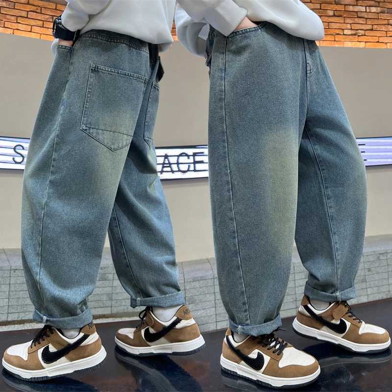 Fashion Kids Boy Vintage Wash Distressed Regular Jeans With Pocket Child High Street Casual Jeans Denim Pants Age 514 Years OldT251017