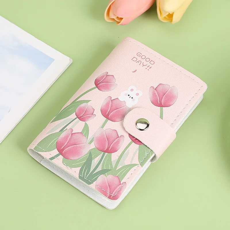 New oil painting style rabbit tulip card bag bank card certificate bag antitheft largecapacity card holderW251017